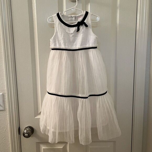 Janie and Jack Holiday Portrait Ivory Tiered Pleated Tulle Dress Girls Size 5T - Picture 1 of 10